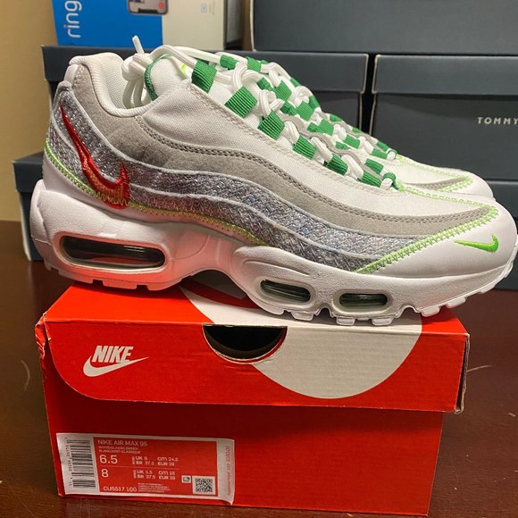 Nike Unisex White Green Air Max 95 CU5517 100 Lace Up Sneaker Shoes Size M6.5 W8